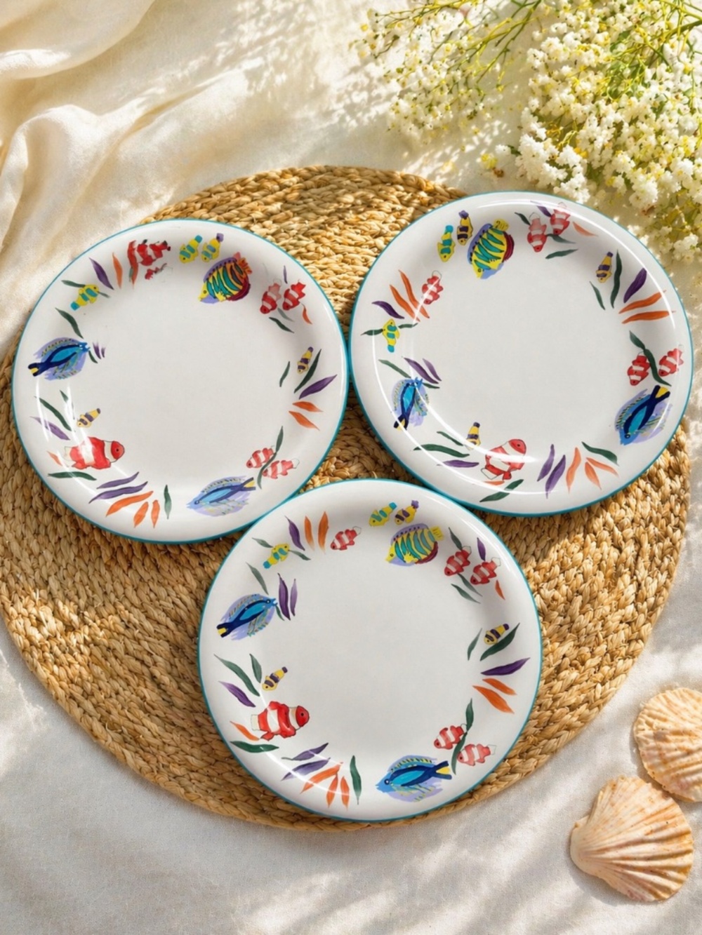 GOURMET EXPRESSIONS Seascape Fantasy Dinner Plate Discontinued Fish